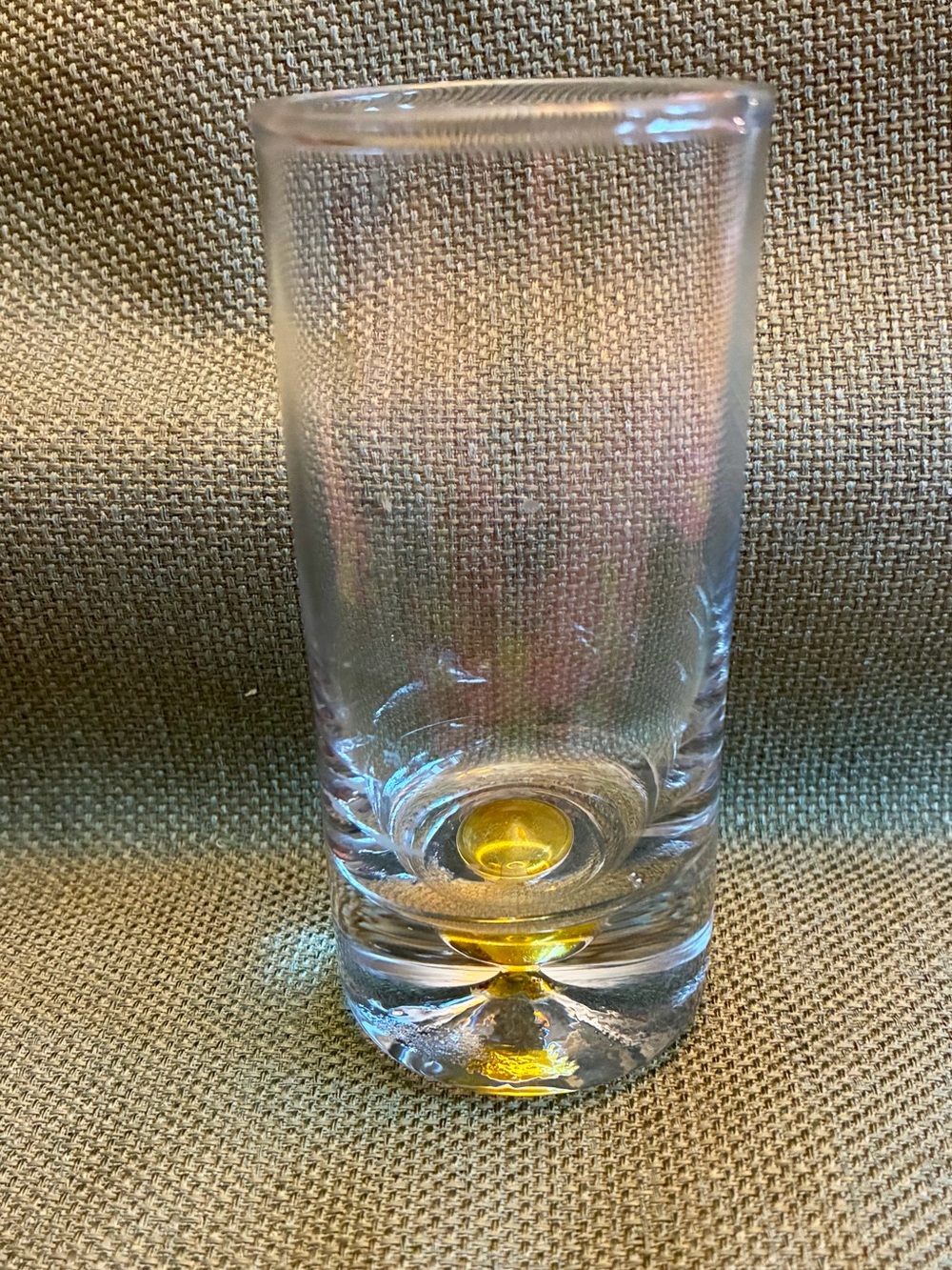 Clear bubble Glass Shot Glass with Amber Accent